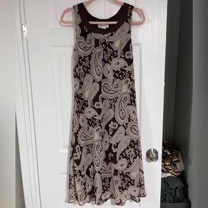 brown midi flowy dress
